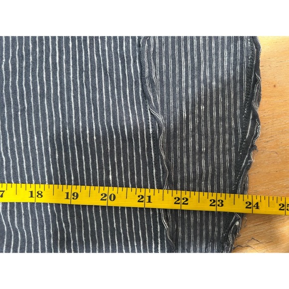 Sundance Womens Large Linen Striped V-Neck Top Navy Blue Crochet Trim Coastal - Picture 6 of 8